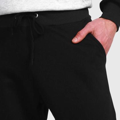 Imagem de Conjunto Blusa Moletom Canguru + Calça Masculina Lisa