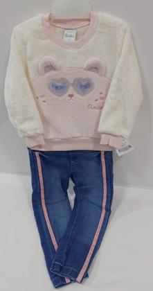 Imagem de Conjunto Blusa Pelo Calça Jeans Menina Inverno Paraiso 13181
