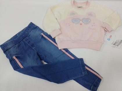 Imagem de Conjunto Blusa Pelo Calça Jeans Menina Inverno Paraiso 13181