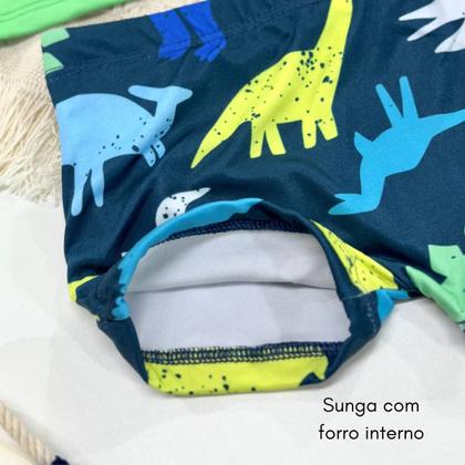 Imagem de Conjunto Blusa + Sunga Infantil Menino Praia Proteção Solar