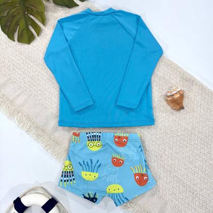 Imagem de Conjunto Blusa + Sunga Infantil Menino Praia Proteção Solar