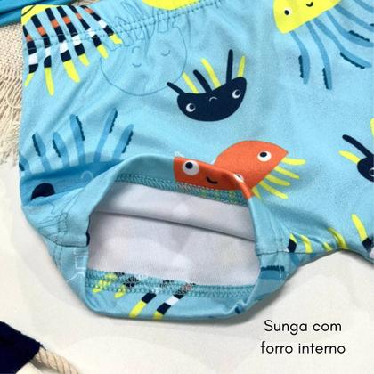 Imagem de Conjunto Blusa + Sunga Infantil Menino Praia Proteção Solar