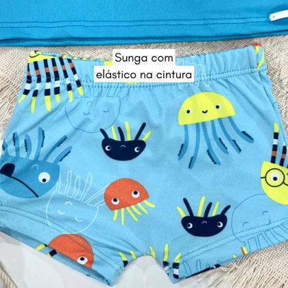 Imagem de Conjunto Blusa + Sunga Infantil Menino Praia Proteção Solar