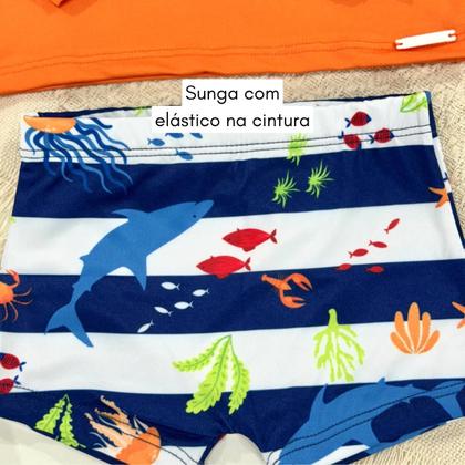 Imagem de Conjunto Blusa + Sunga Infantil Menino Praia Proteção Solar