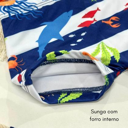 Imagem de Conjunto Blusa + Sunga Infantil Menino Praia Proteção Solar