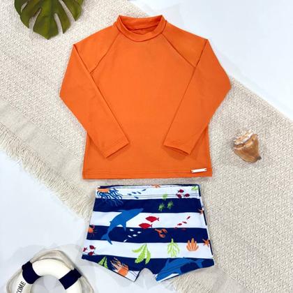 Imagem de Conjunto Blusa + Sunga Infantil Menino Praia Proteção Solar