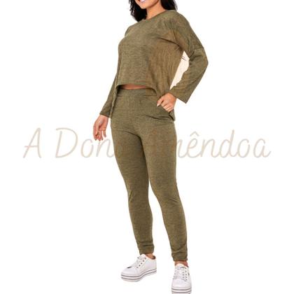 Imagem de Conjunto Blusa Tapa Bumbum e Calça Lãnzinha Feminino