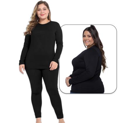 Imagem de Conjunto Blusa Térmica Flanelada PLUS + Calça Térmica Flanelada PLUS Feminina