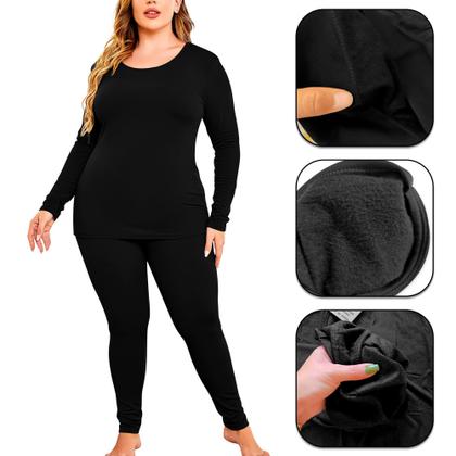 Imagem de Conjunto Blusa Térmica Flanelada PLUS + Calça Térmica Flanelada PLUS Feminina