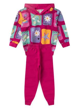 Imagem de Conjunto Blusão Com Capuz E Calça Em Moletom Arco-íris