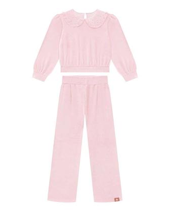 Imagem de Conjunto blusão vandike e calça wide em plush Somni