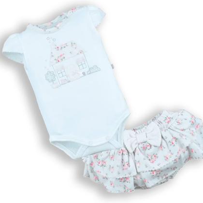 Imagem de Conjunto Body Com Saia Bebê Menina Suedine Estampado Upi Uli