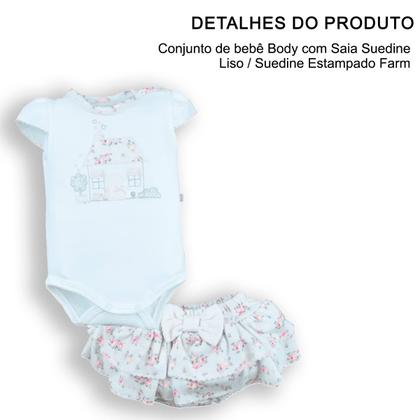 Imagem de Conjunto Body Com Saia Bebê Menina Suedine Estampado Upi Uli