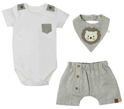 Imagem de Conjunto Body com Shorts e Babeiro Happy Creme - Grow Up