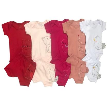 Imagem de Conjunto body e short bebê menina Conjunto Infantil bordado