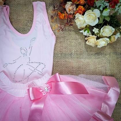 Imagem de Conjunto Body Fantasia Carnaval Halloween Bailarina Com Saia De Tulê