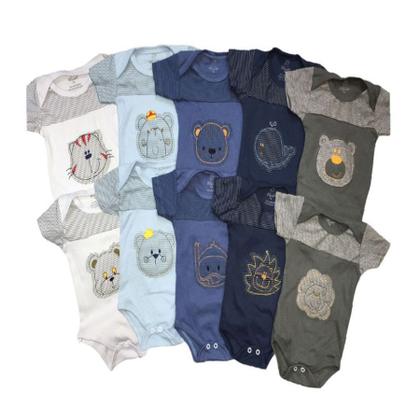 Imagem de Conjunto Body Manga Curta e Shorts Bordados de Malha Frente e Trás