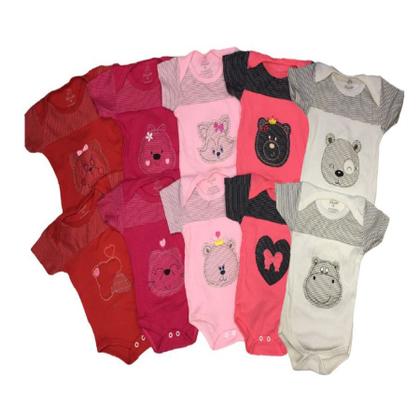 Imagem de Conjunto Body Manga Curta e Shorts Bordados de Malha Frente e Trás