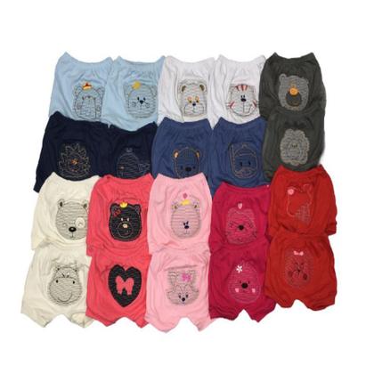 Imagem de Conjunto Body Manga Curta e Shorts Bordados de Malha Frente e Trás