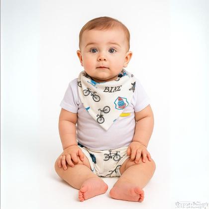 Imagem de Conjunto Body, Short e Bandana para Bebê - Algodão 3 a 6 Meses
