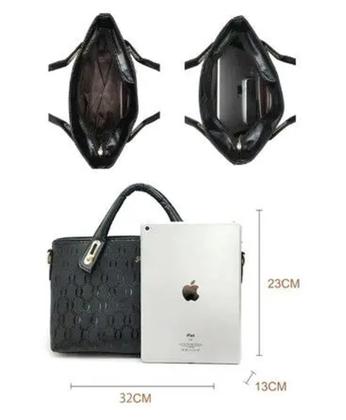 Imagem de Conjunto Bolsas Femininas Transversal Com Alça de Ombro Ajustável 4Peças+Ursinho,Cor: Preta