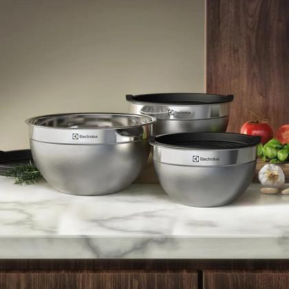 Imagem de Conjunto Bowls de Inox Electrolux C/ Tampa Plástica Original