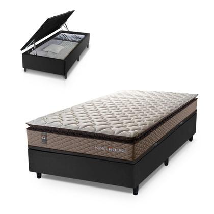 Imagem de Conjunto Box Baú Atlanta Bege 96x203x69 Espuma D45
