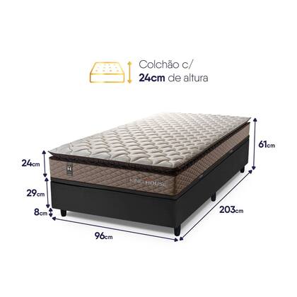 Imagem de Conjunto Box Baú Atlanta Bege 96x203x69 Espuma D45