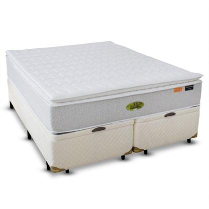 Imagem de Conjunto Box Bau Casal King Californiano Cosmopolita Bege com Colchão Malásia Látex Molas Ensacadas - 178x198