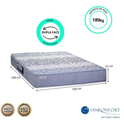 Imagem de Conjunto Box Baú Casal Queen + Colchão Espuma Ortopédico Dupla Face Sankonfort Protege 158x198x64 