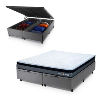 Imagem de Conjunto Box Baú Chicago Cinza 193x203x64 Espuma D33