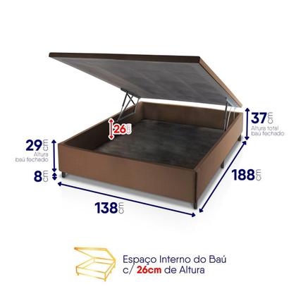 Imagem de Conjunto Box Baú Marrom Durban Cinza Espuma D28 Casal 138x188x64 - King House