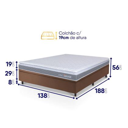 Imagem de Conjunto Box Baú Marrom Durban Cinza Espuma D28 Casal 138x188x64 - King House