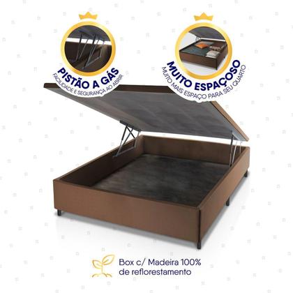 Imagem de Conjunto Box Baú Marrom Durban Cinza Espuma D28 Casal 138x188x64 - King House