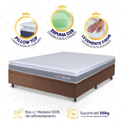 Imagem de Conjunto Box Baú Marrom Durban Cinza Espuma D28 Casal 138x188x64 - King House