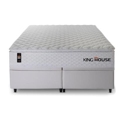 Imagem de Conjunto Box Baú New Moon Branco 158x198x73 c/ Molas Ensacadas