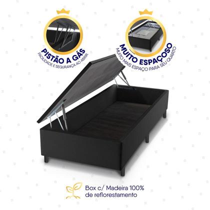 Imagem de Conjunto Box Baú Preto Durban Cinza Espuma D28 Solteiro 96x203x64 - King House