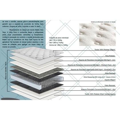 Imagem de Conjunto Box Baú Queen: Colchão Espuma Herval Molas Maxspring Koln + Base CRC Suede Clean (158x198)