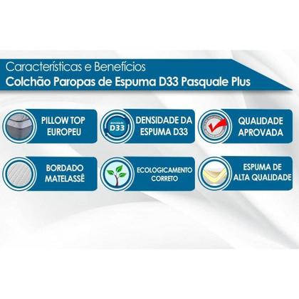 Imagem de Conjunto Box Baú Queen: Colchão Espuma Paropas D33 Pasquale Plus + Base CRC Linhão White (158x198)