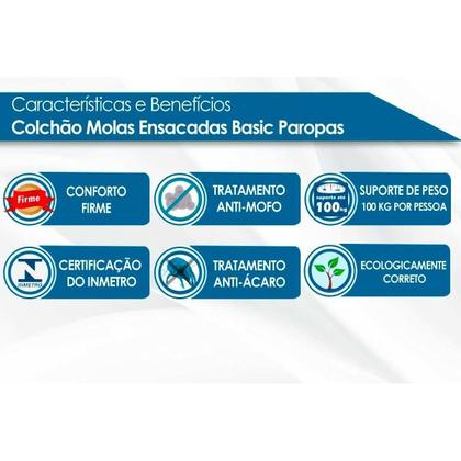 Imagem de Conjunto Box Baú Queen: Colchão Espuma Paropas Molas Ensacadas Basic + Base CRC Suede Clean (158x198)