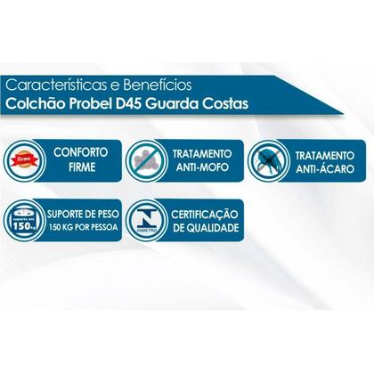 Imagem de Conjunto Box Baú Queen: Colchão Espuma Probel D45 Guarda Costas Gray + Base CRC Suede Gray (158x198)