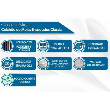 Imagem de Conjunto Box Baú Queen: Colchão Molas D Angelis Anjos Ensacadas Classis + Base CRC Suede White (158x198)