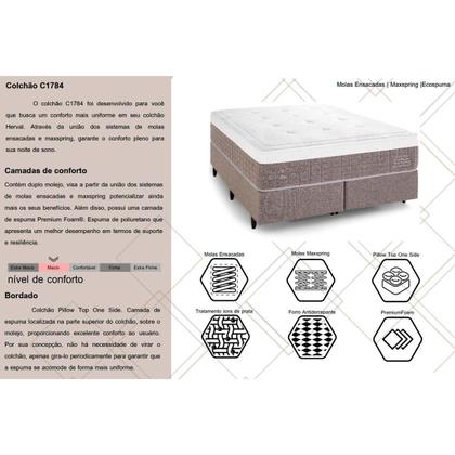 Imagem de Conjunto Box Baú Queen: Colchão Molas Herval Maxspring C1784 + Base CRC Suede Clean (158x198)