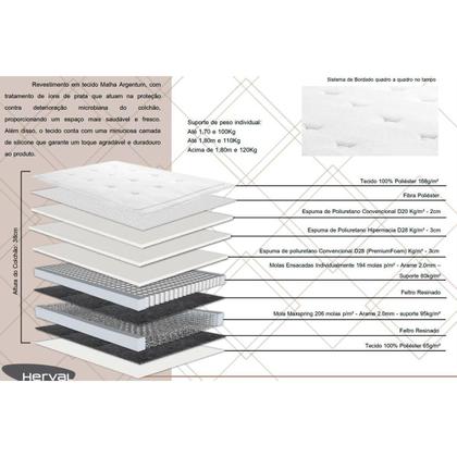 Imagem de Conjunto Box Baú Queen: Colchão Molas Herval Maxspring C1784 + Base CRC Suede Clean (158x198)