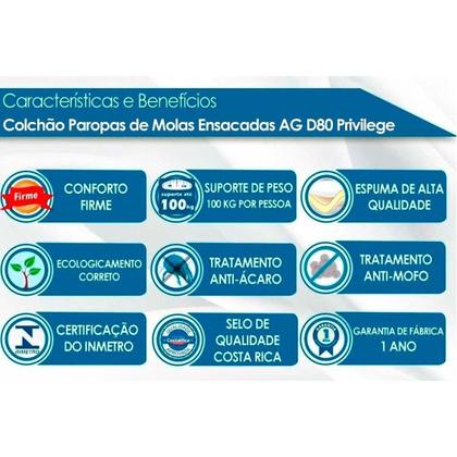 Imagem de Conjunto Box Baú Queen: Colchão Molas Paropas Ensacadas Privilege + Base CRC Suede Black (158x198)