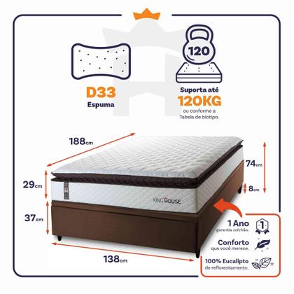 Imagem de Conjunto Box Baú San Diego Branco 138x188x74 Espuma D33