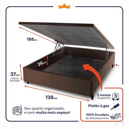 Imagem de Conjunto Box Baú San Diego Branco 138x188x74 Espuma D33