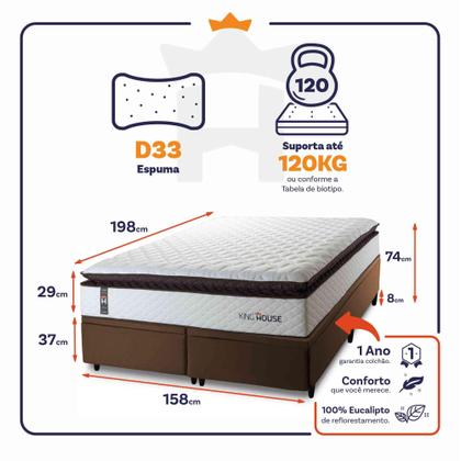 Imagem de Conjunto Box Baú San Diego Branco 158x198x74 Espuma D33