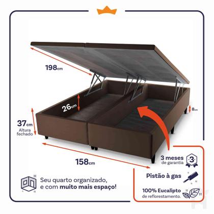 Imagem de Conjunto Box Baú San Diego Branco 158x198x74 Espuma D33