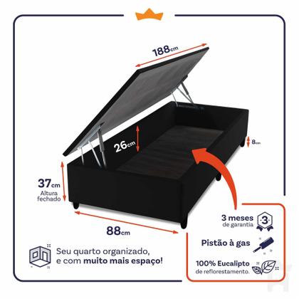 Imagem de Conjunto Box Baú San Diego Branco 88x188x74 Espuma D33